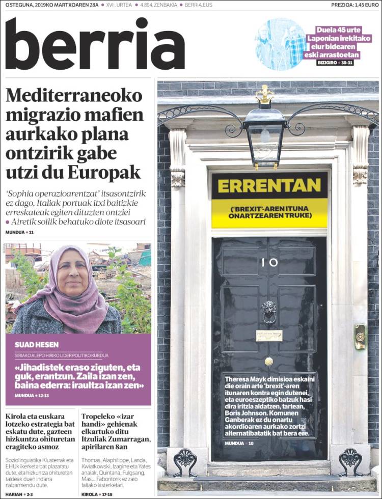 Portada de Berria (Espa&ntilde;a)