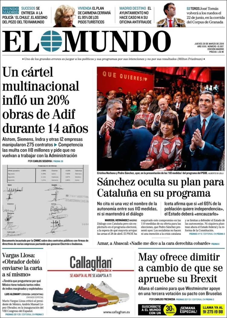 Portada de El Mundo (Espa&ntilde;a)