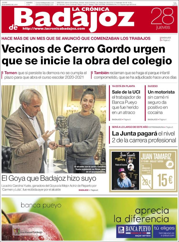 Portada de El Periódico de Extremadura (Espa&ntilde;a)