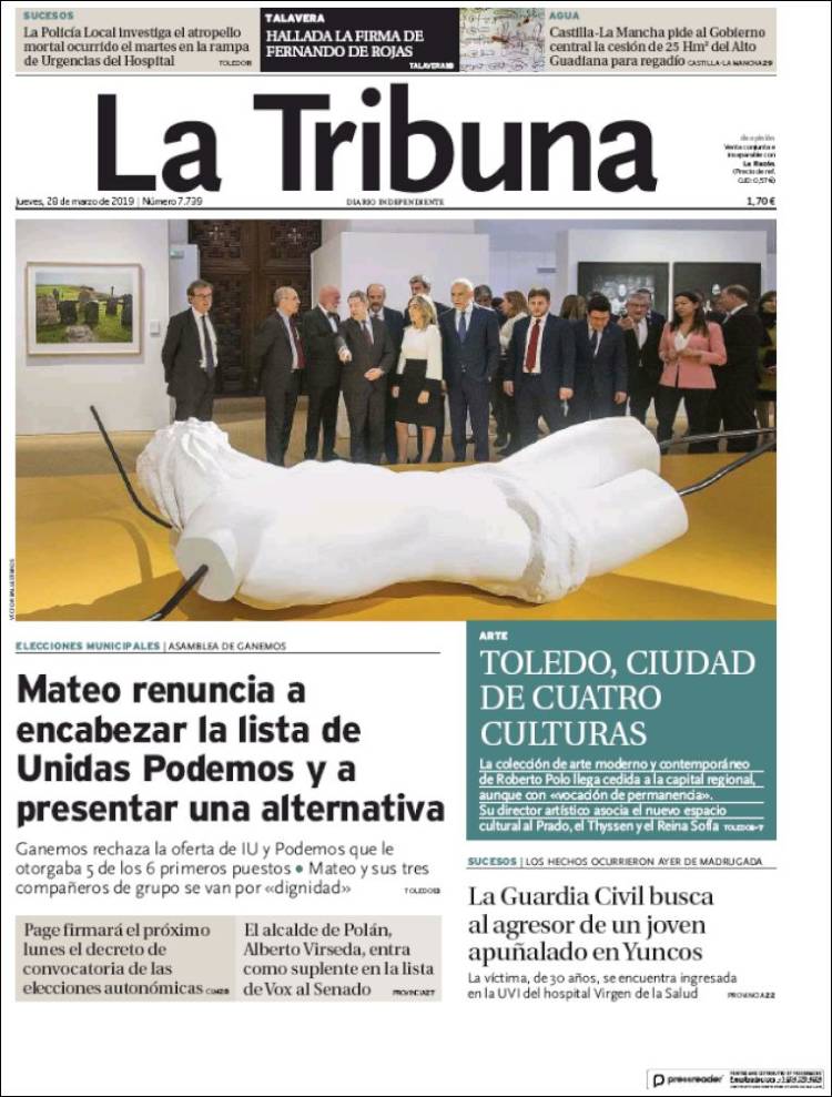Portada de La Tribuna de Toledo (Espa&ntilde;a)