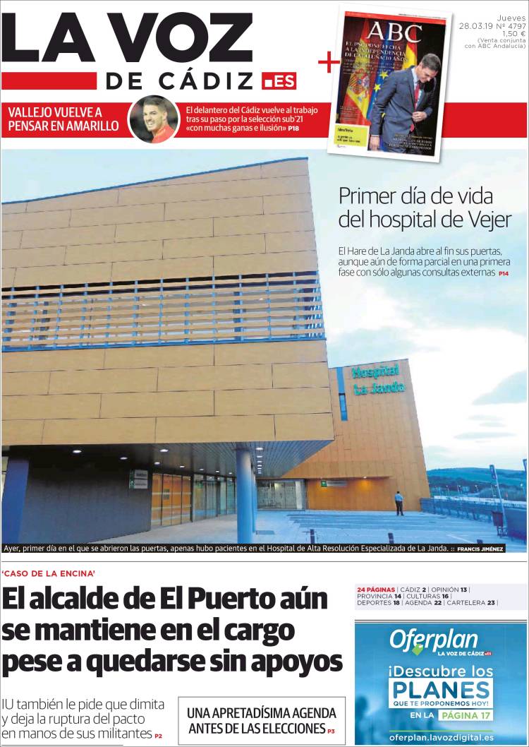 Portada de La Voz de Cádiz (Espa&ntilde;a)