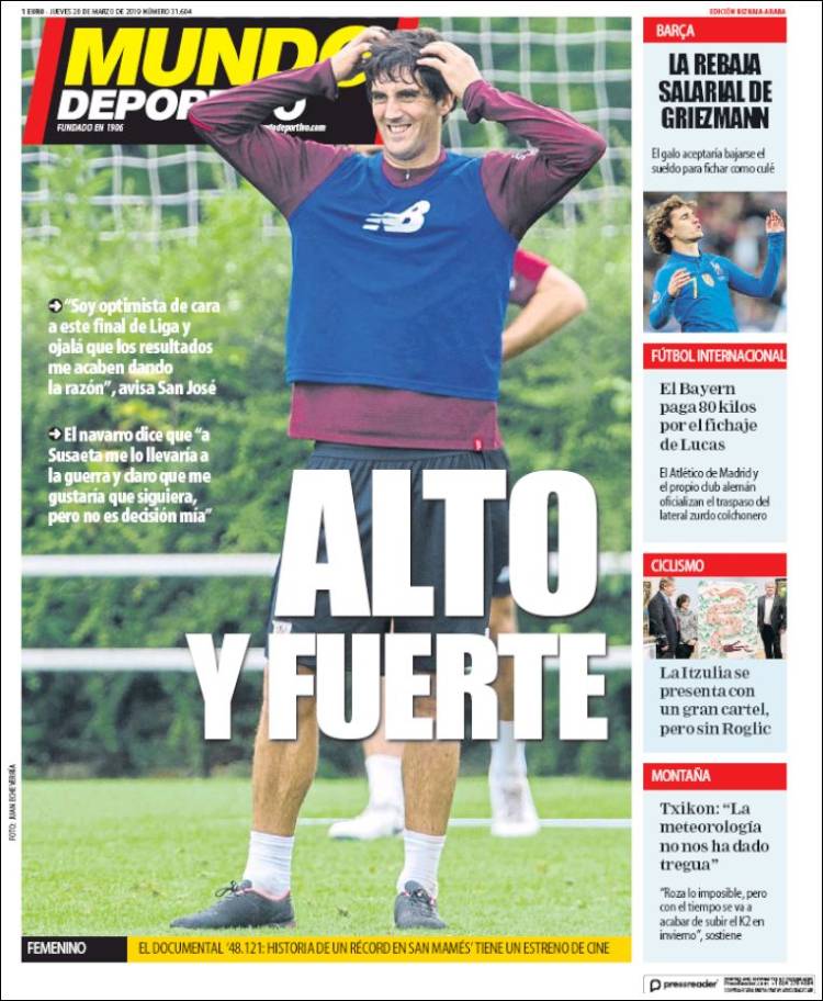 Portada de Mundo Deportivo Bizkaia (Espa&ntilde;a)
