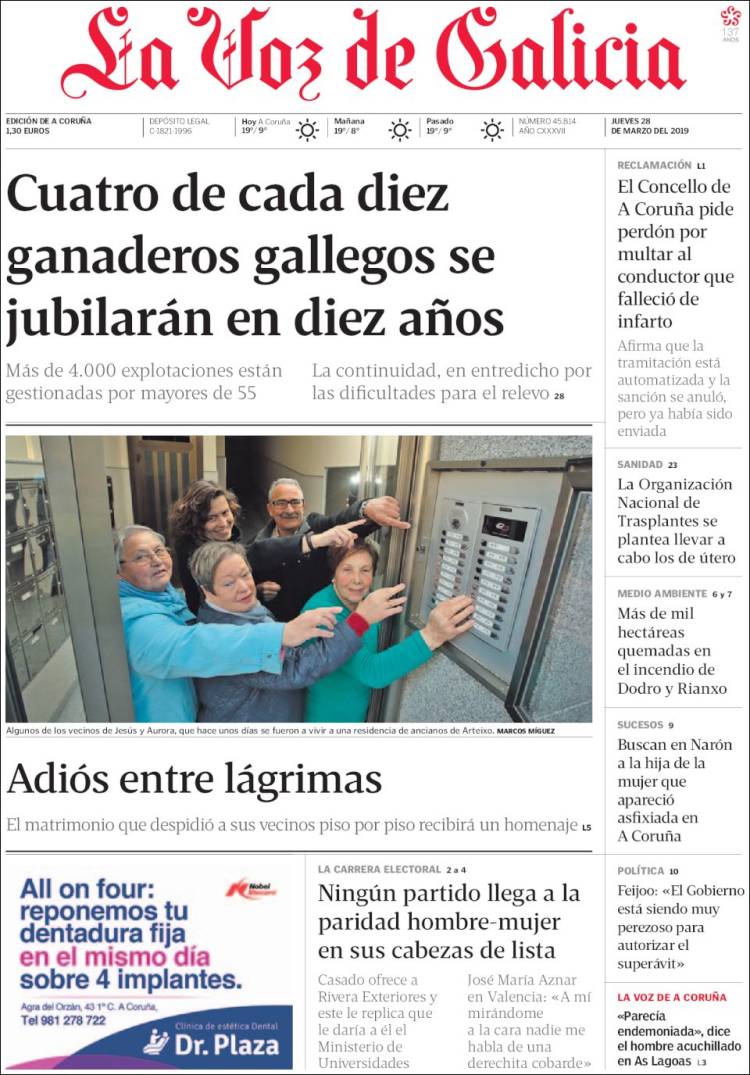 Portada de La Voz de Galicia (Espa&ntilde;a)