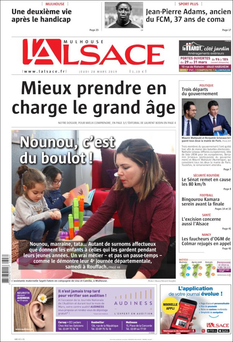 Portada de Journal L'Alsace (Francia)