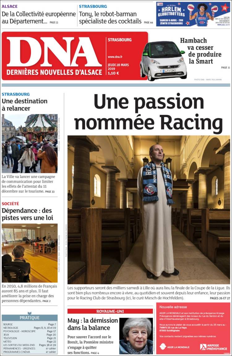 Portada de Les Dernières Nouvelles d'Alsace (Francia)