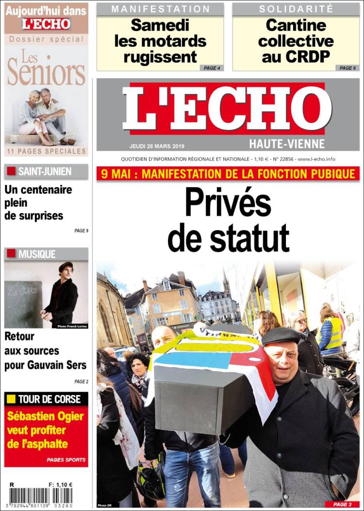 Portada de L'Echo de la Haute-Vienne (Francia)