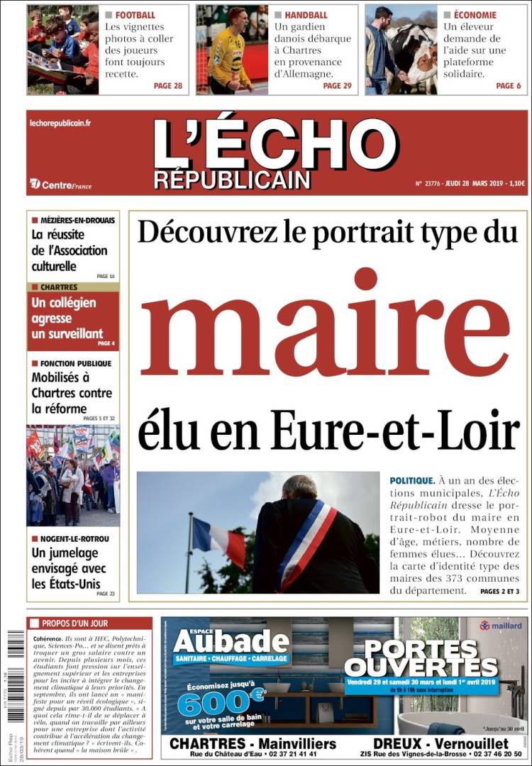 Portada de L'Echo Républicain (Francia)