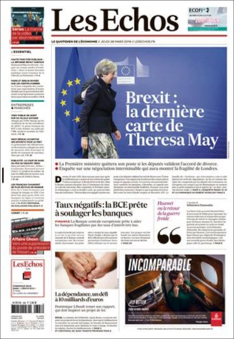 Portada de Les Echos (Francia)