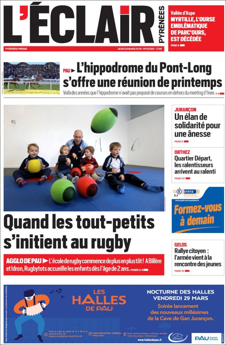 Portada de L'Eclair des Pyrénées (Francia)