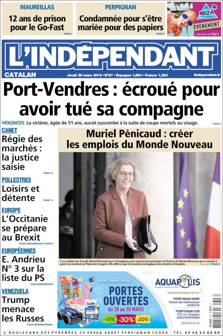 Portada de Le Indépendant (Francia)