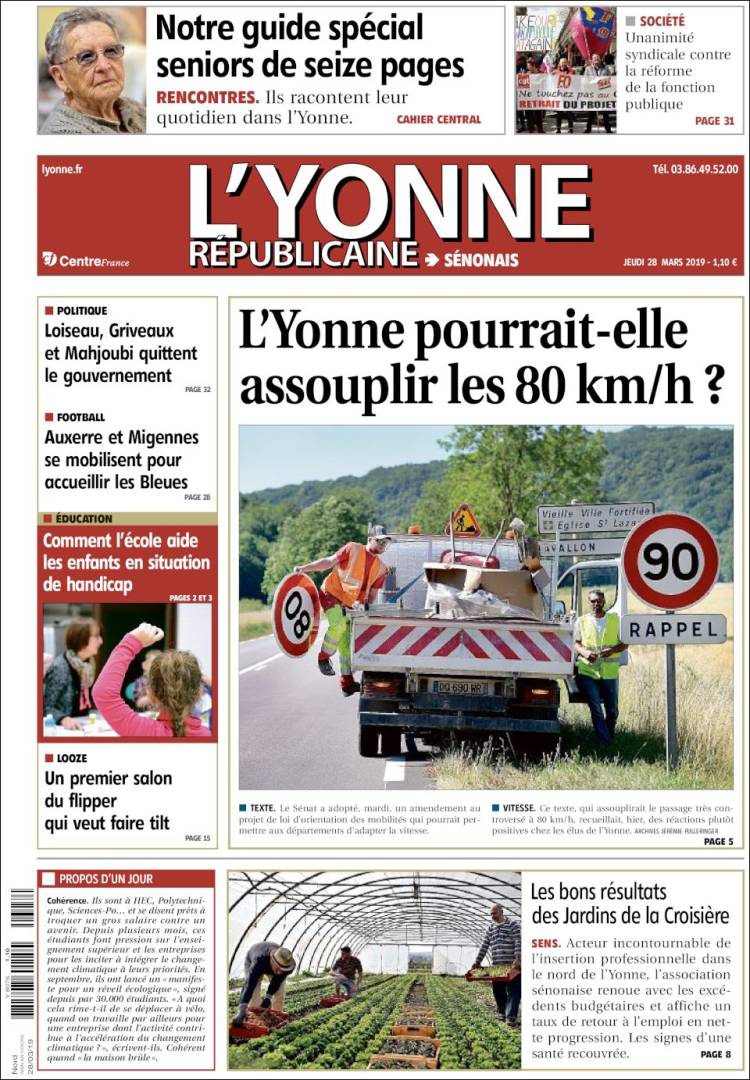 Portada de L'Yonne-Républicaine (Francia)