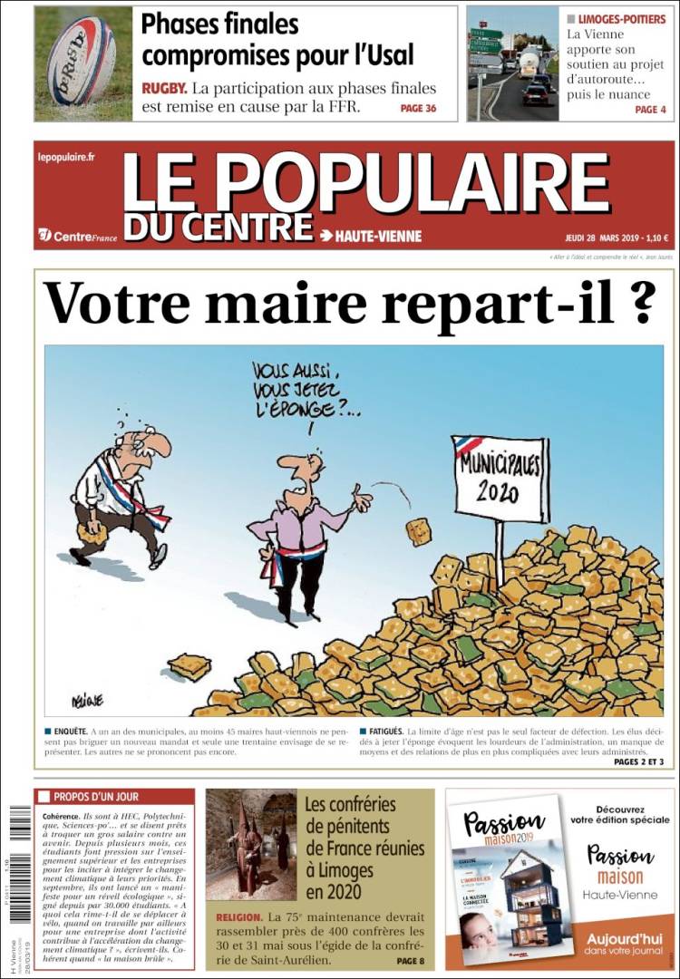 Portada de Le Populaire du Centre (Francia)
