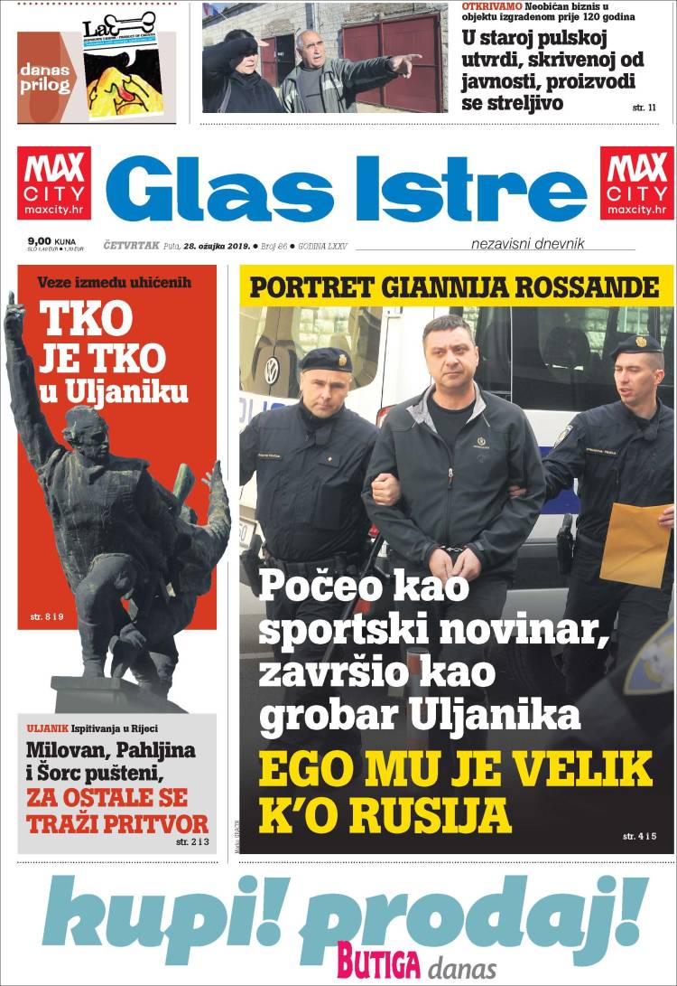 Portada de Glas Istre (Croacia)