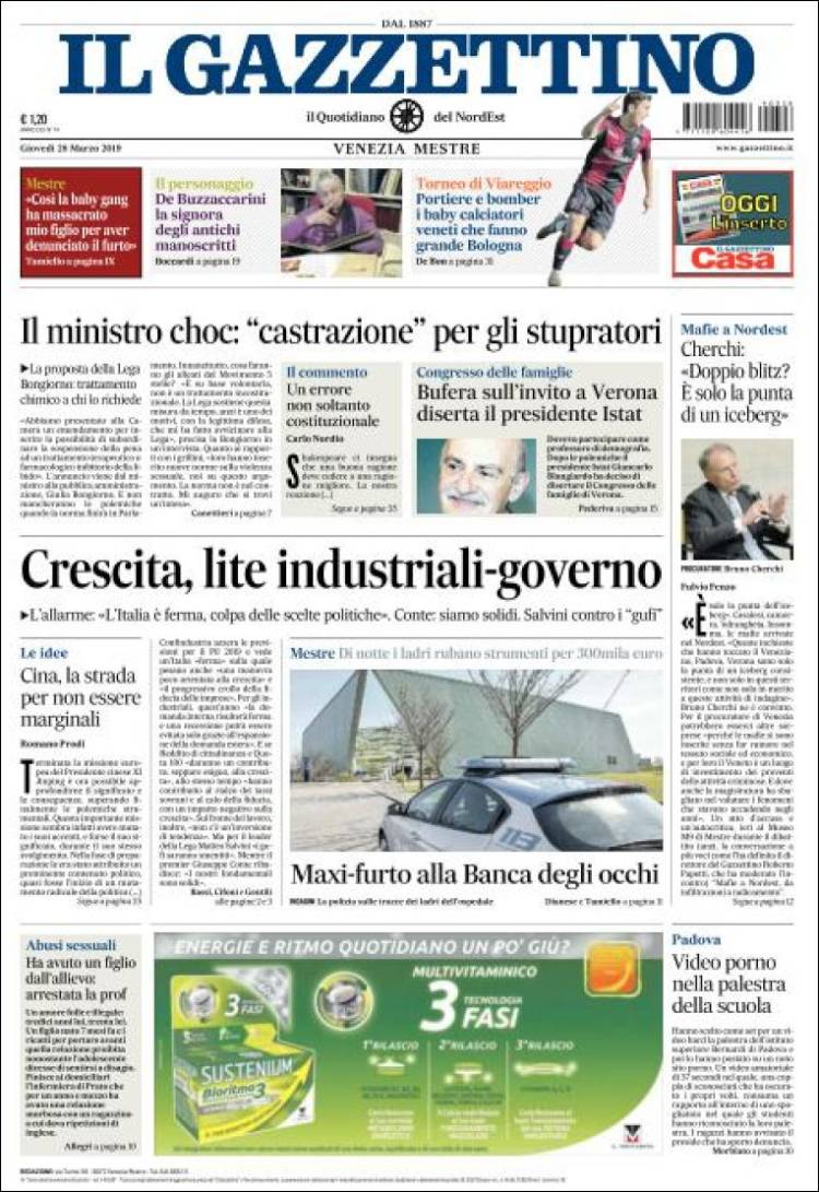 Portada de Il Gazzettino (Italia)