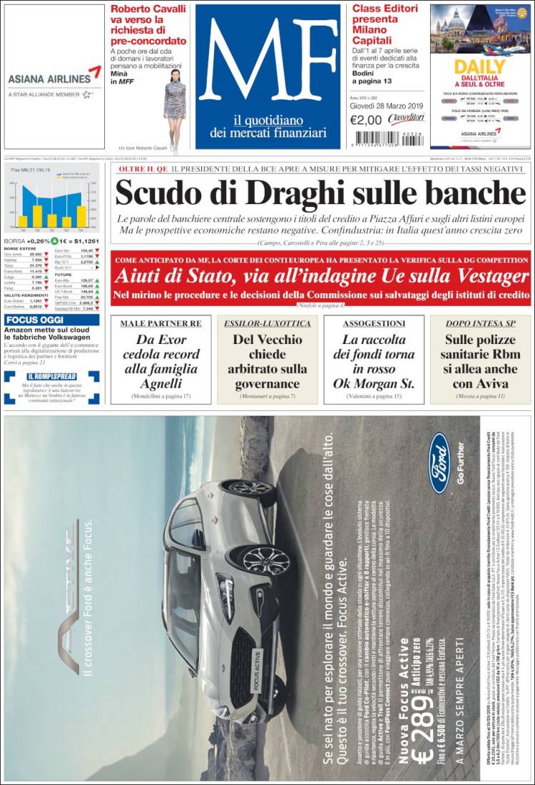 Portada de Milano Finanza (Italia)