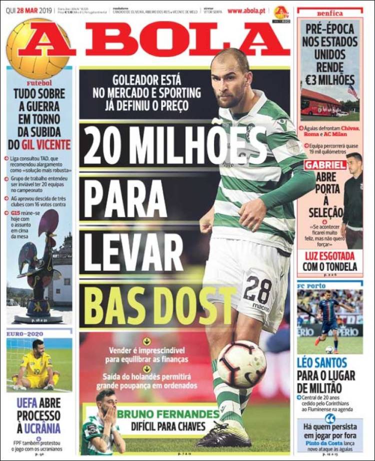 Portada de A Bola (Portugal)