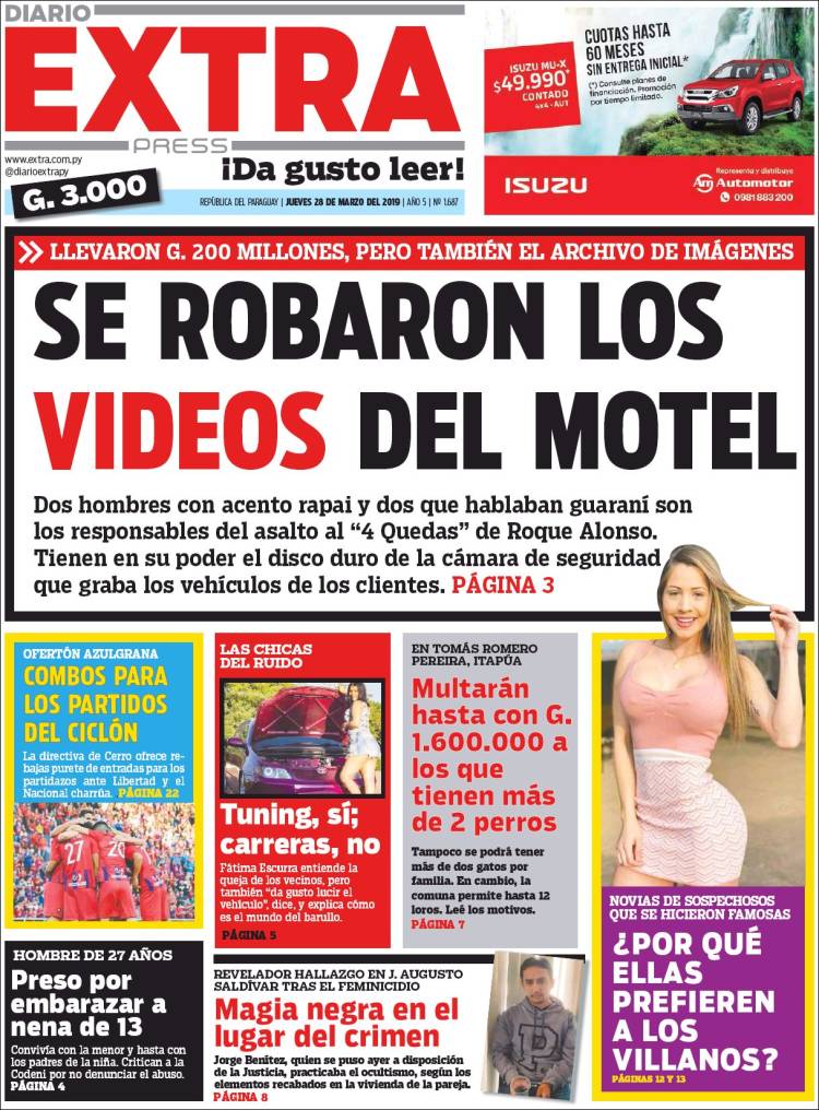 Portada de Diario Extra (Paraguay)