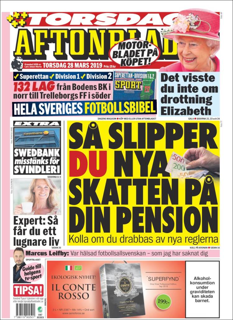 Portada de Aftonbladet (Suecia)