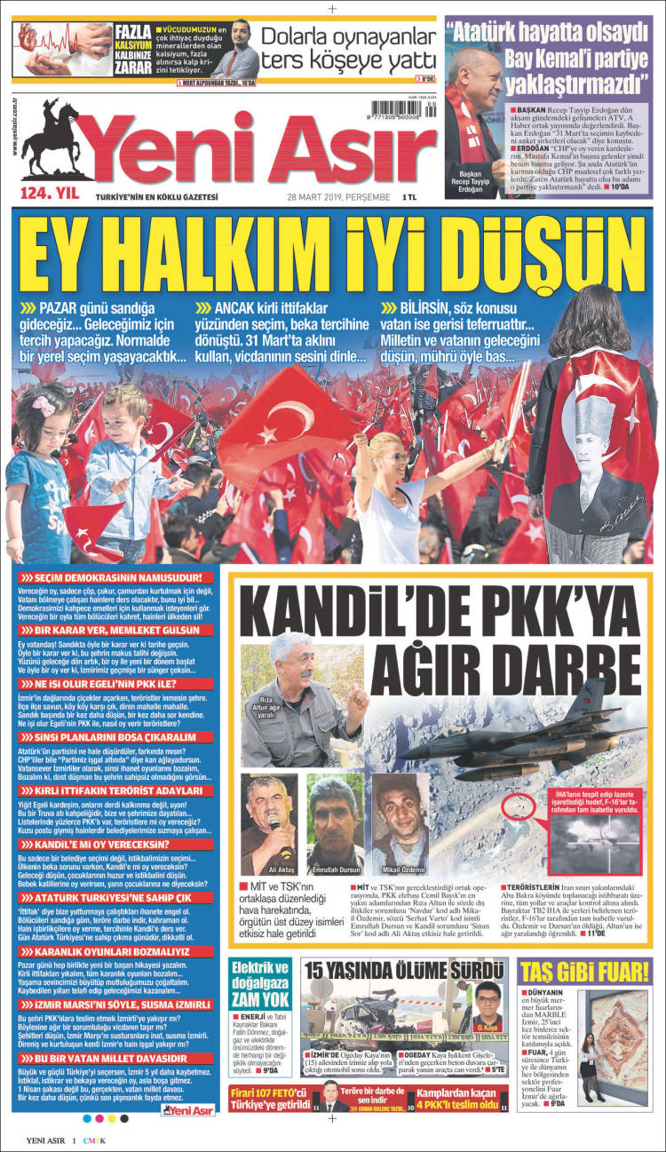 Portada de Yeni Asır (Turqu&iacute;a)
