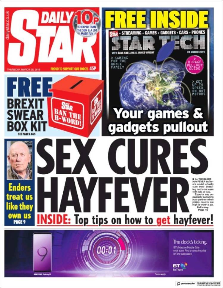 Portada de Daily Star (Reino Unido)