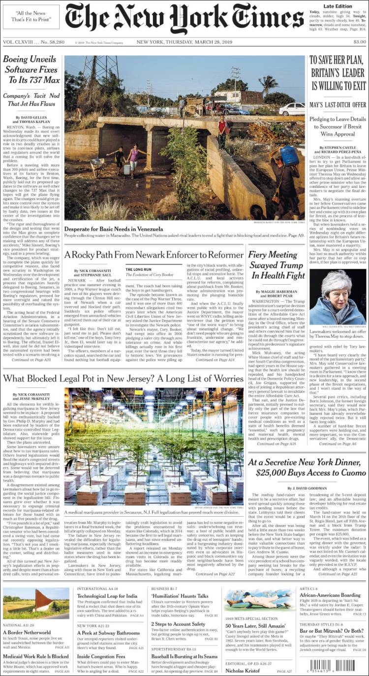 Portada de New York Times (USA)