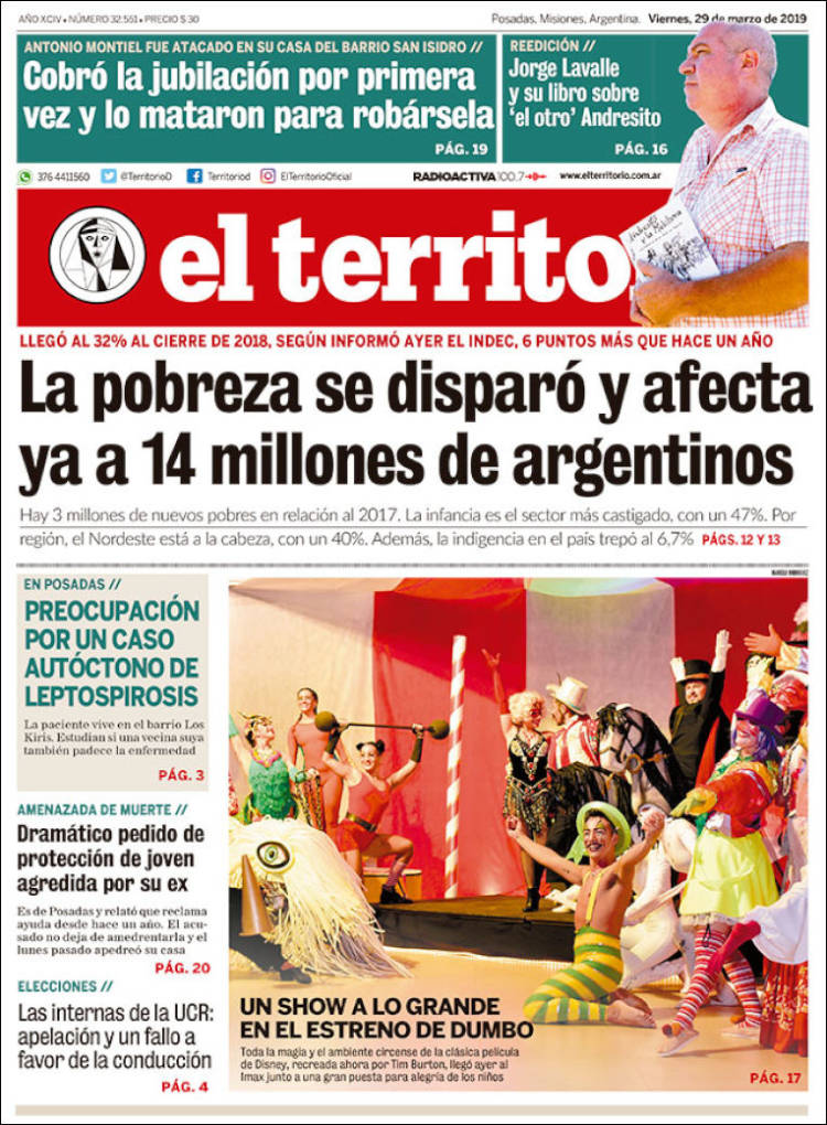 Portada de El Territorio (Argentina)