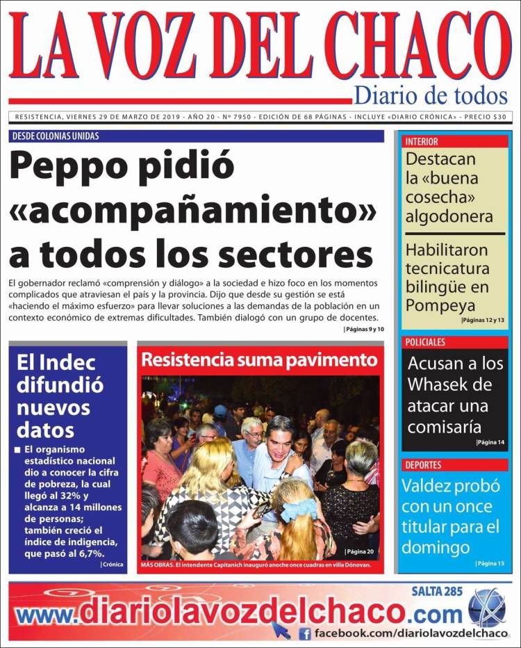 Portada de La Voz del Chaco (Argentina)