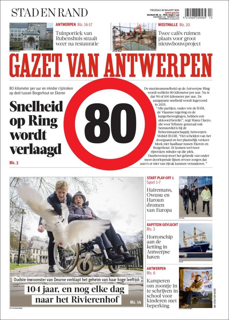 Portada de Gazet van Antwerpen (B&eacute;lgica)