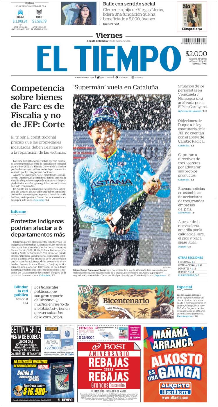Portada de El Tiempo (Colombia)