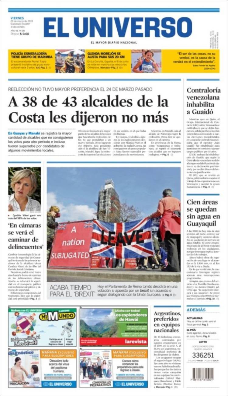 Portada de El Universo - Ecuador (Ecuador)