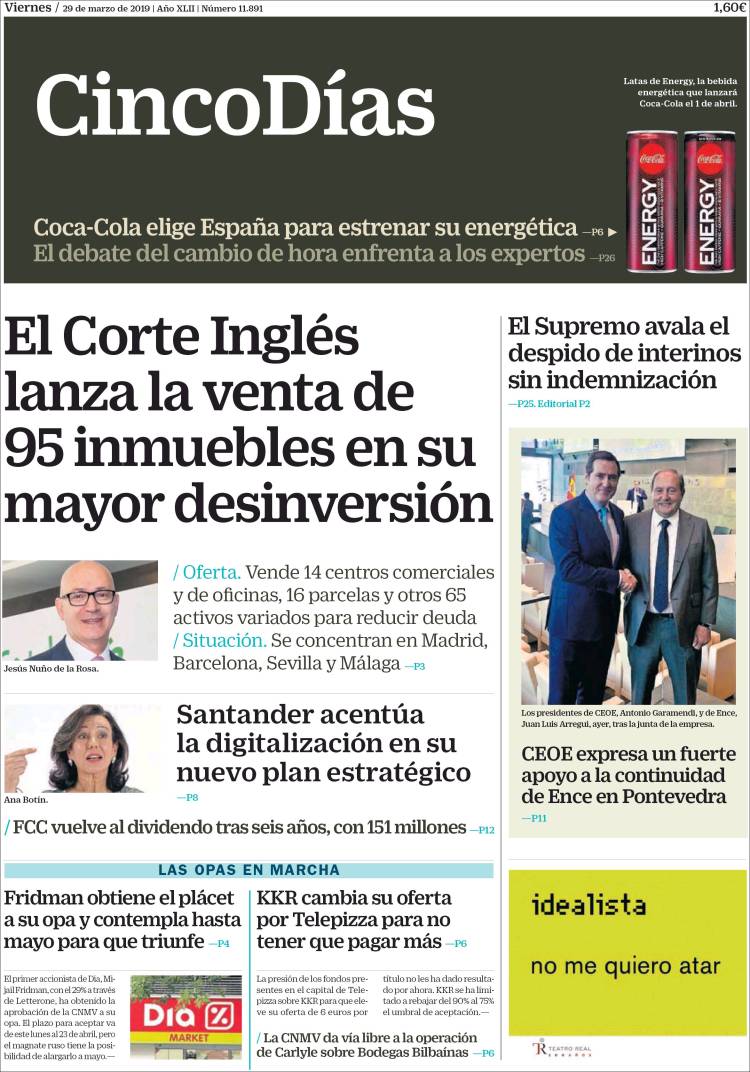 Portada de Cinco Días (Espa&ntilde;a)