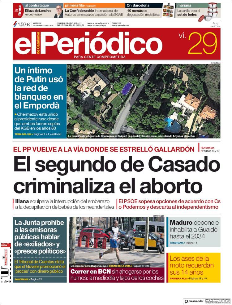 Portada de El Periódico (Espa&ntilde;a)