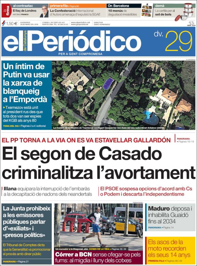 Portada de El Periódico de Catalunya (Espa&ntilde;a)
