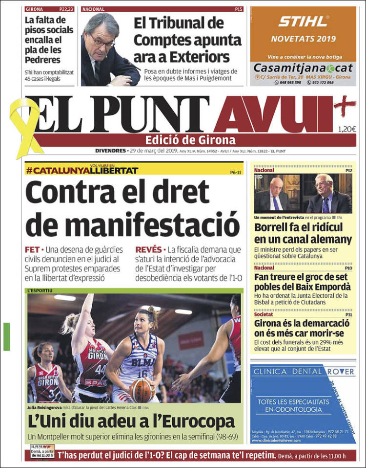Portada de El Punt Avui - Girona (Espa&ntilde;a)