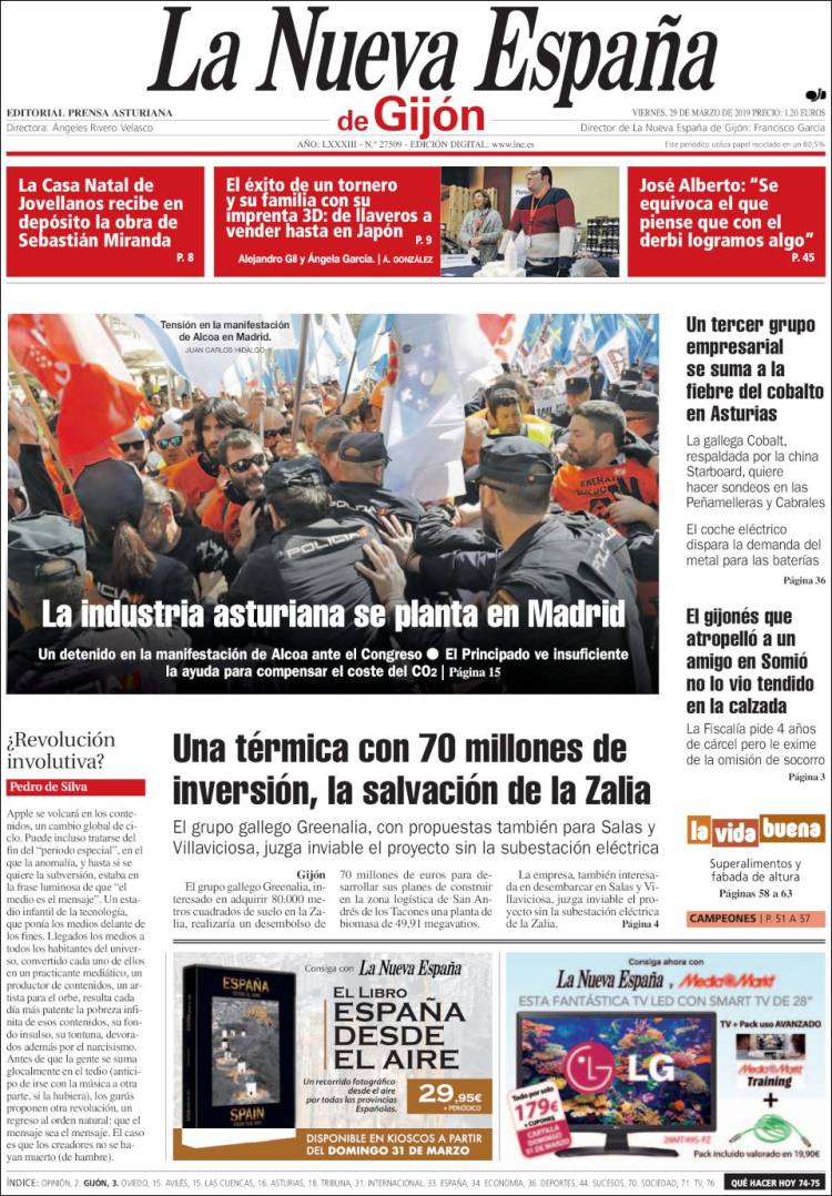 Portada de La Nueva España - Gijón (Espa&ntilde;a)