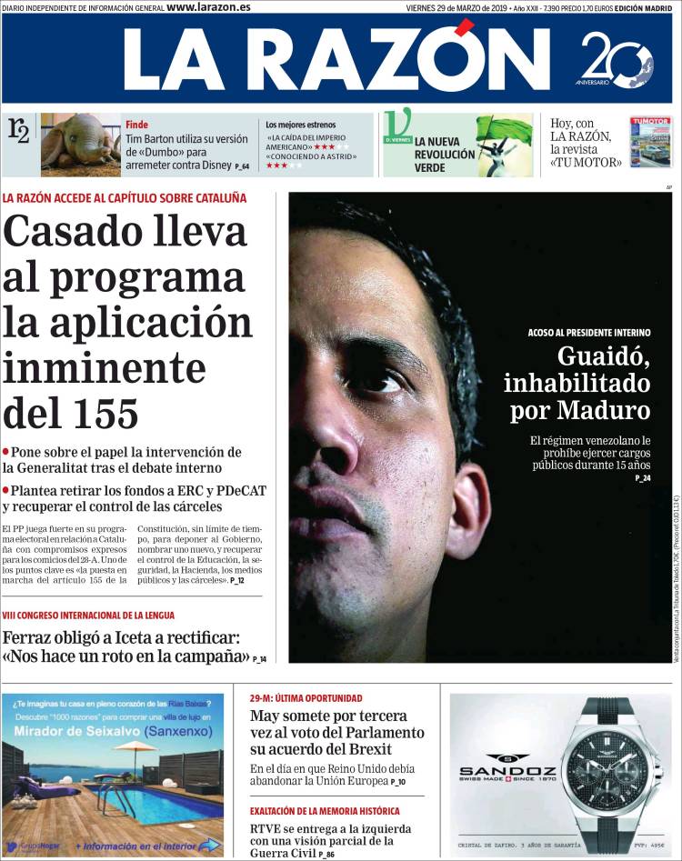 Portada de La Razón (Espa&ntilde;a)