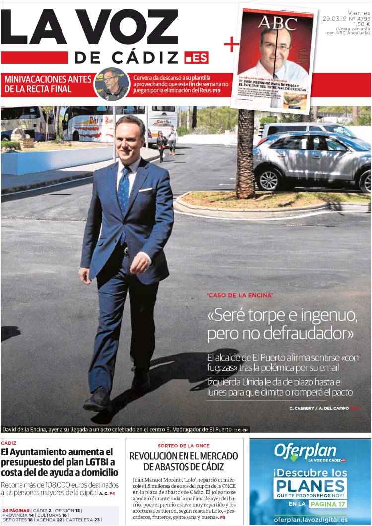 Portada de La Voz de Cádiz (Espa&ntilde;a)