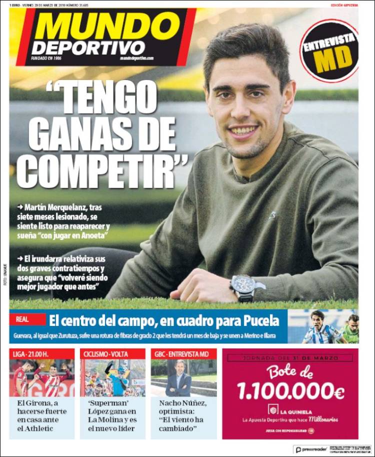 Portada de Mundo Deportivo Gipuzkoa (Espa&ntilde;a)