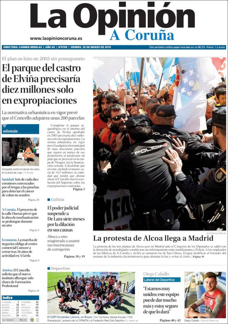 Portada de La Opinión de A Coruña (Espa&ntilde;a)