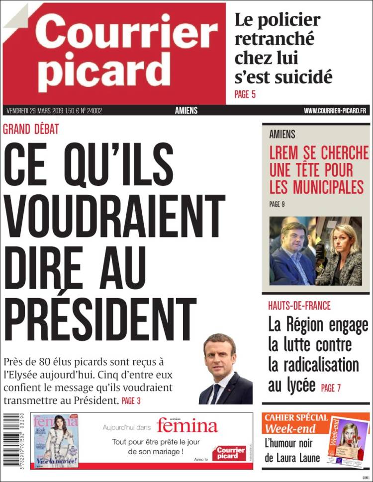 Portada de Courrier Picard (Francia)