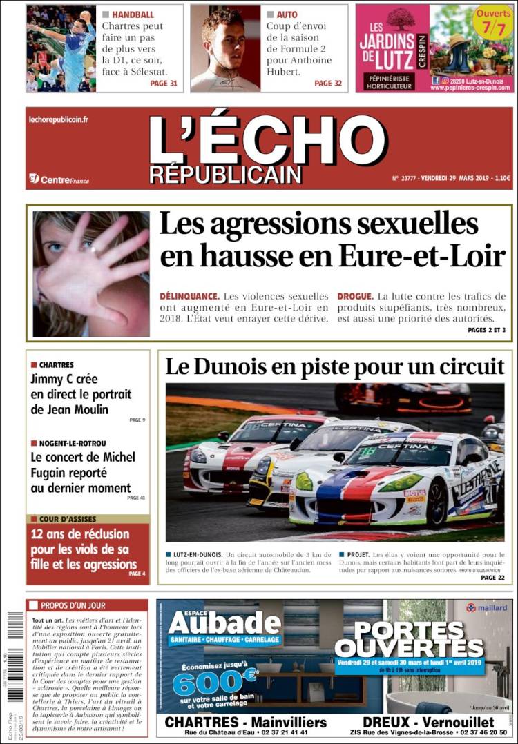 Portada de L'Echo Républicain (Francia)