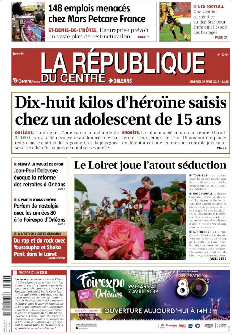 Portada de La République du Centre (Francia)