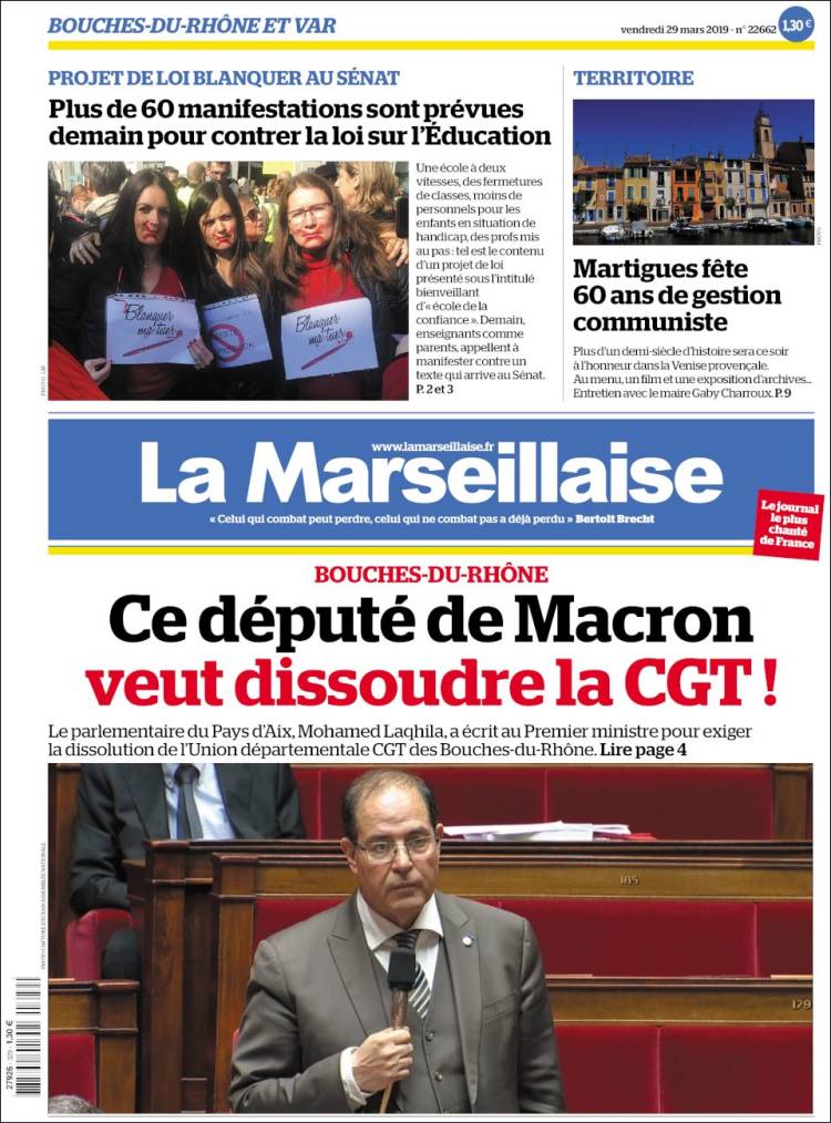 Portada de La Marseillaise (Francia)