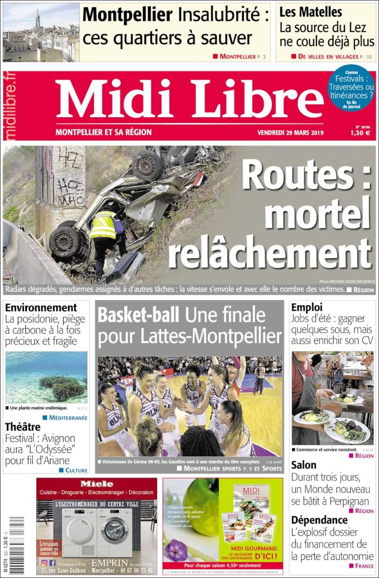 Portada de Midi Libre (Francia)