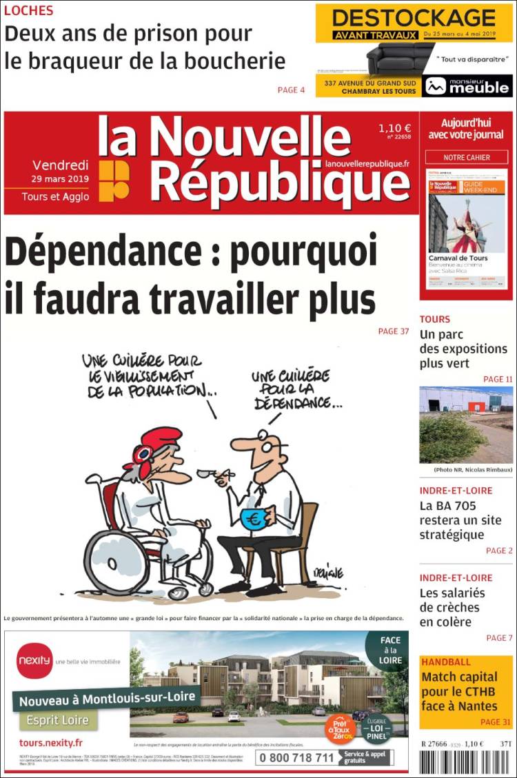 Portada de La Nouvelle Republique (Francia)