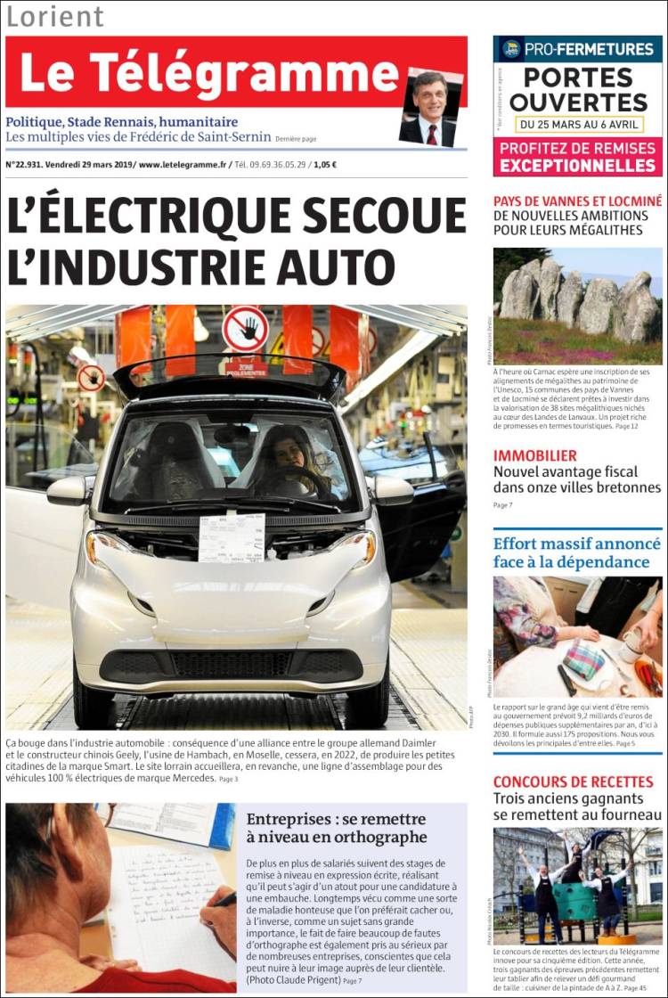 Portada de Télégramme (Francia)