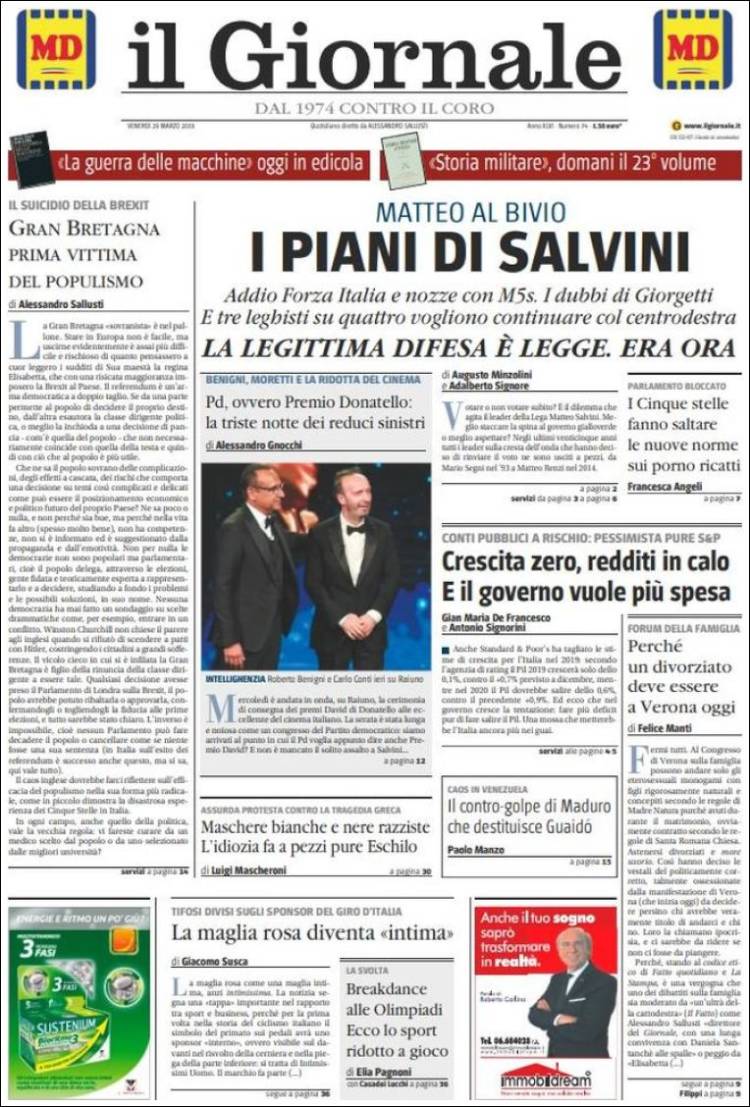 Portada de il Giornale (Italia)