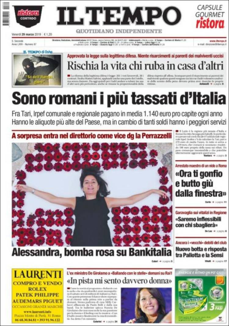 Portada de Il Tempo (Italia)