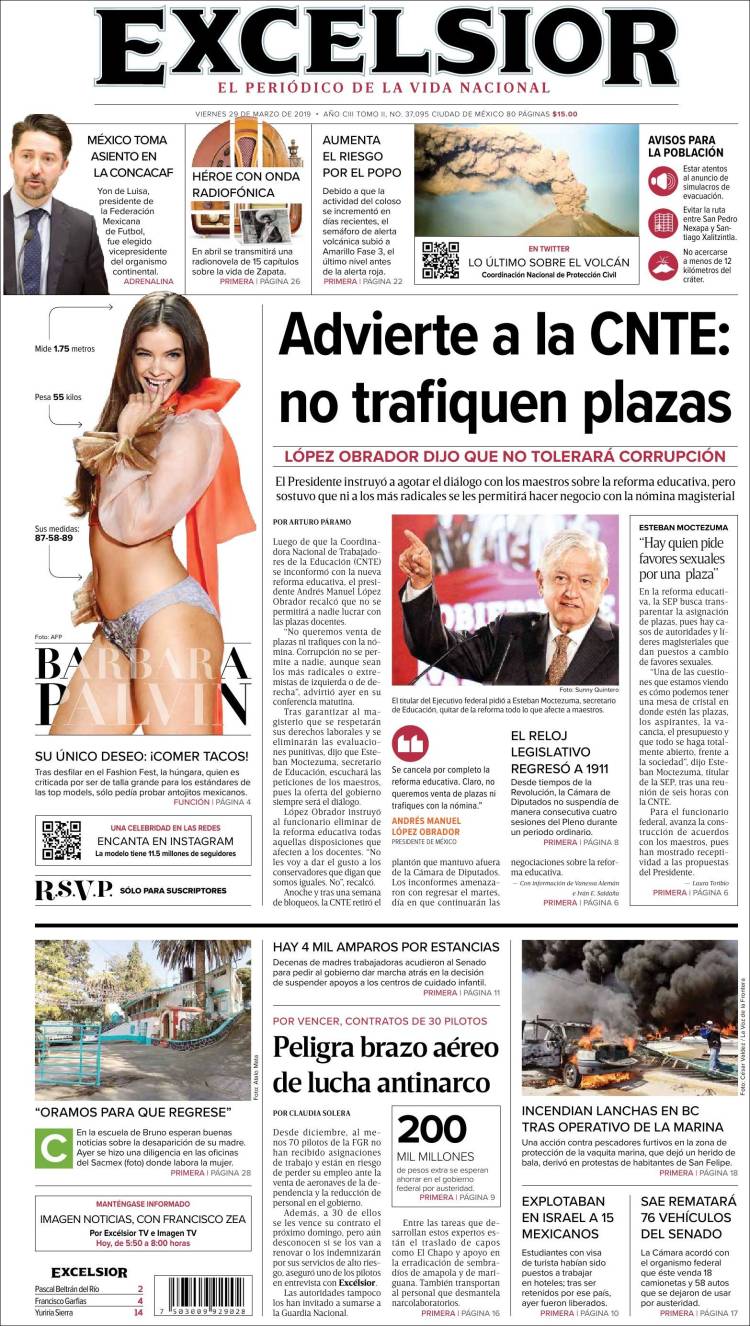Portada de Excelsior (M&eacute;xico)
