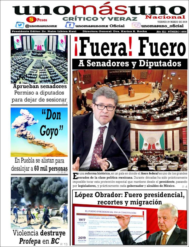 Portada de unomásuno (M&eacute;xico)